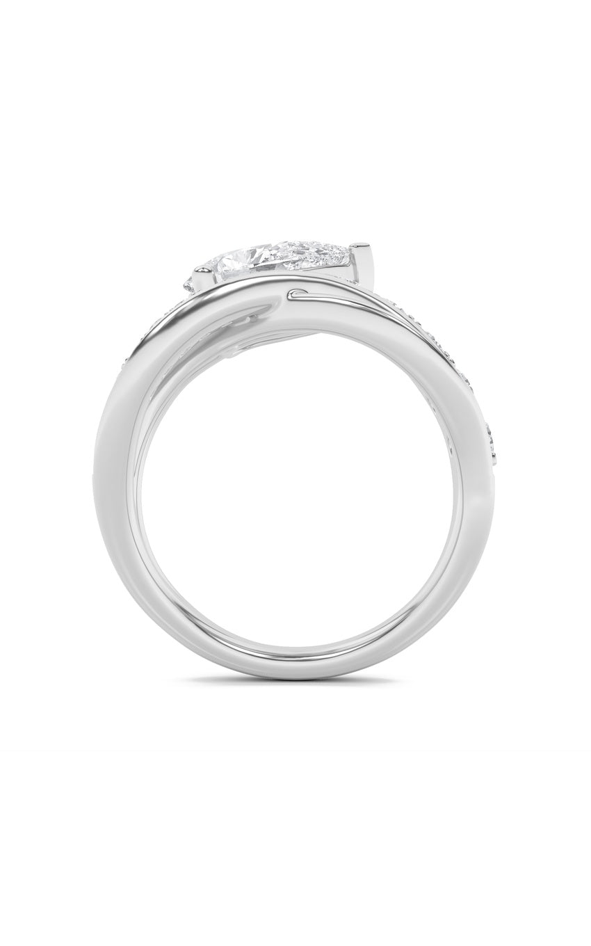 2Cttw Pear Shaped Lab Grown Diamond (G/VS) Ring in 14K Gold