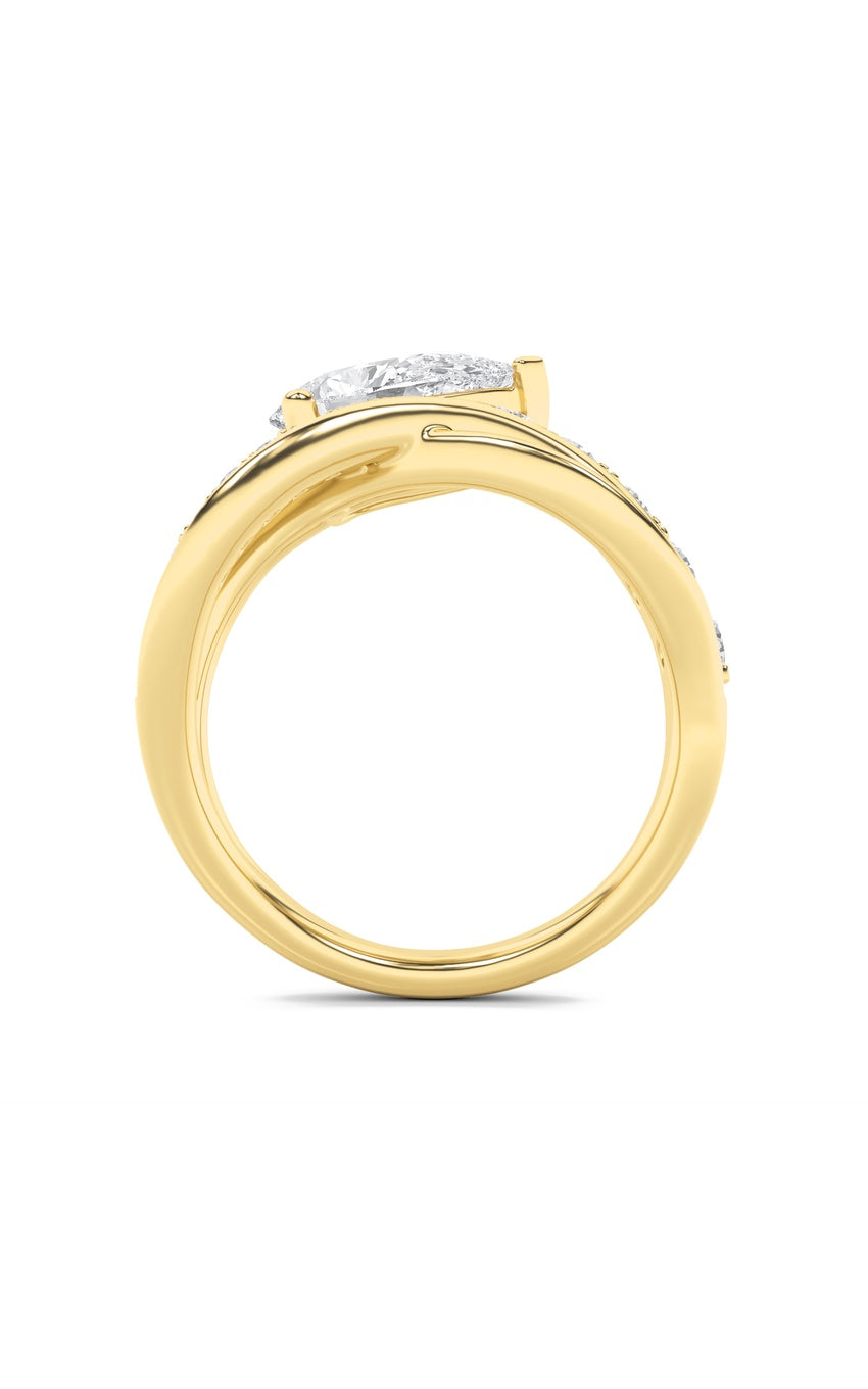 2Cttw Pear Shaped Lab Grown Diamond (G/VS) Ring in 14K Gold