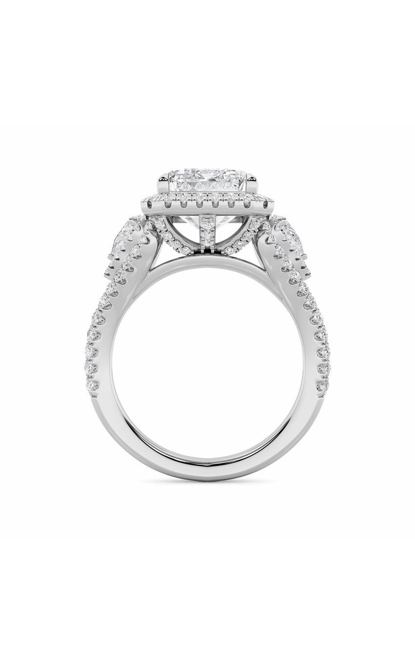 6.25Cttw Radiant Shaped Lab Grown Diamond (G/VS) Bold Accented Statement Engagement Ring in 14K Gold