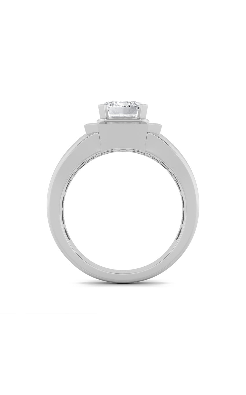 3Cttw Emerald Shaped Lab Grown Diamond (F/VS) Mens Ring in 14K Gold