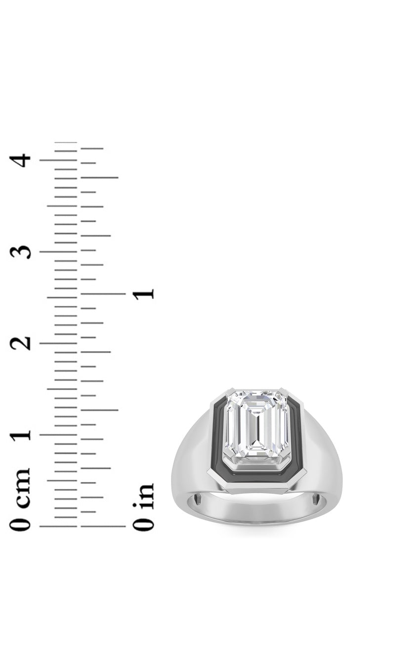 3Cttw Emerald Shaped Lab Grown Diamond (F/VS) Mens Ring in 14K Gold