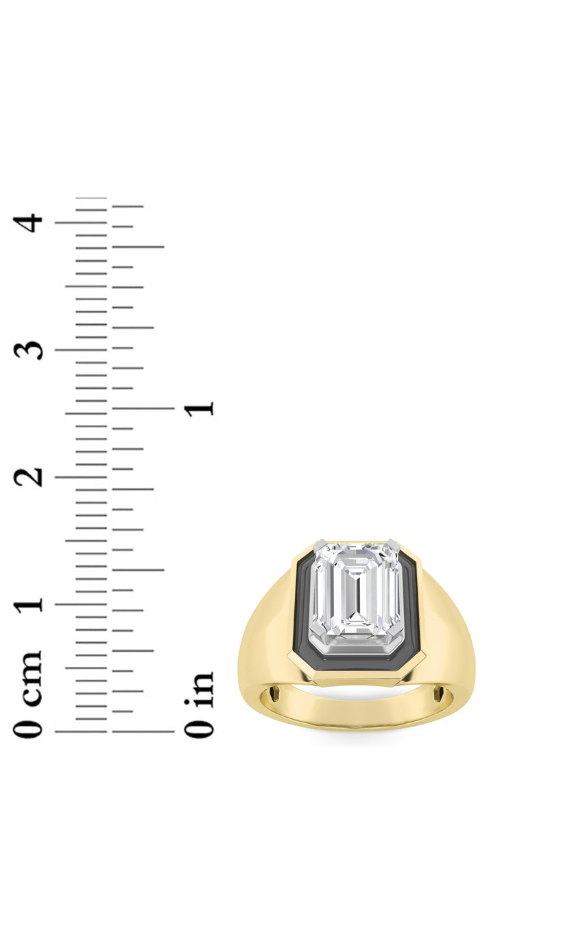 3Cttw Emerald Shaped Lab Grown Diamond (F/VS) Mens Ring in 14K Gold