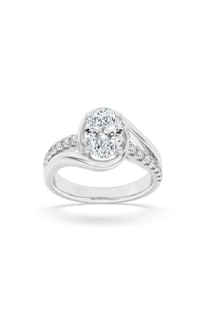 3.5Cttw Oval Shaped Lab Grown Diamond (F/VS) Swirl Shank Accented Engagement RING in 14K Gold