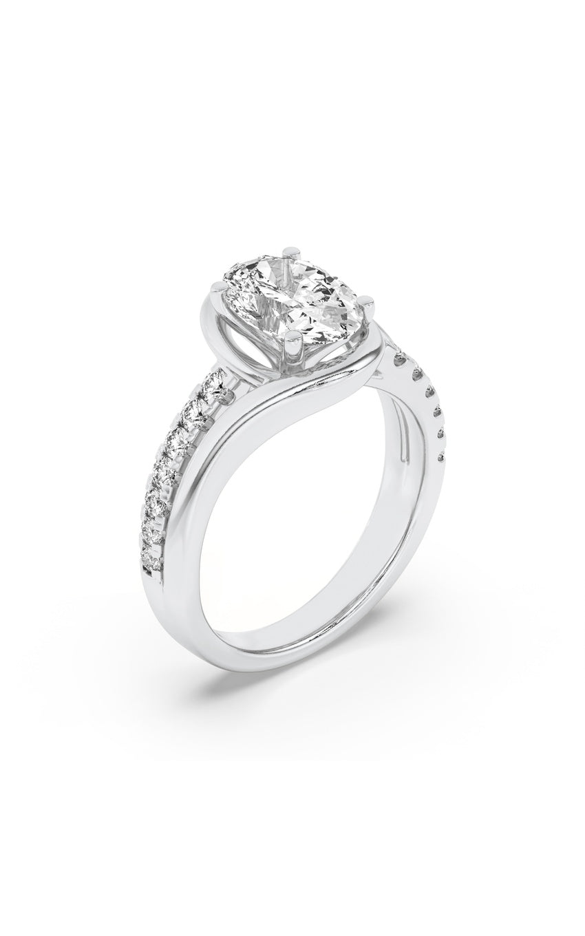 3.5Cttw Oval Shaped Lab Grown Diamond (F/VS) Swirl Shank Accented Engagement RING in 14K Gold