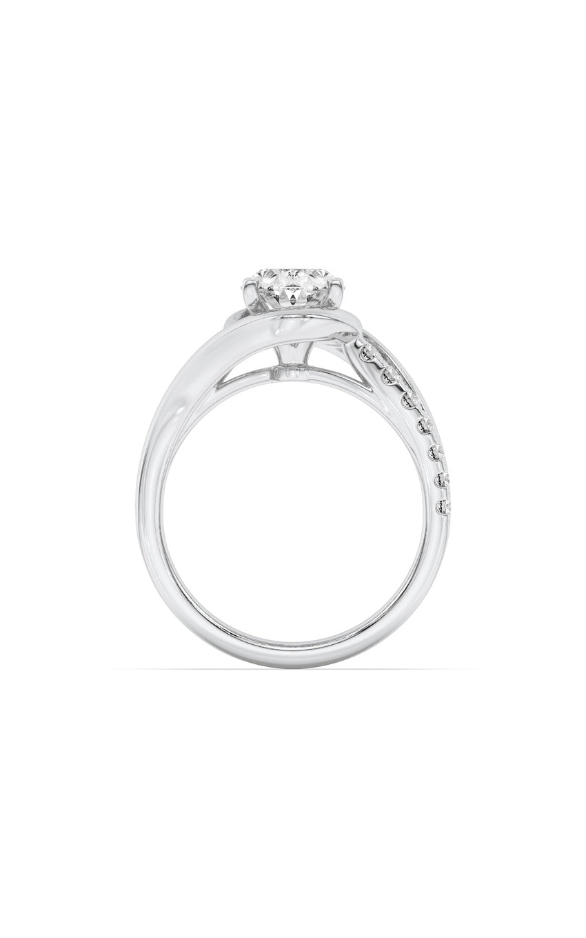 3.5Cttw Oval Shaped Lab Grown Diamond (F/VS) Swirl Shank Accented Engagement RING in 14K Gold