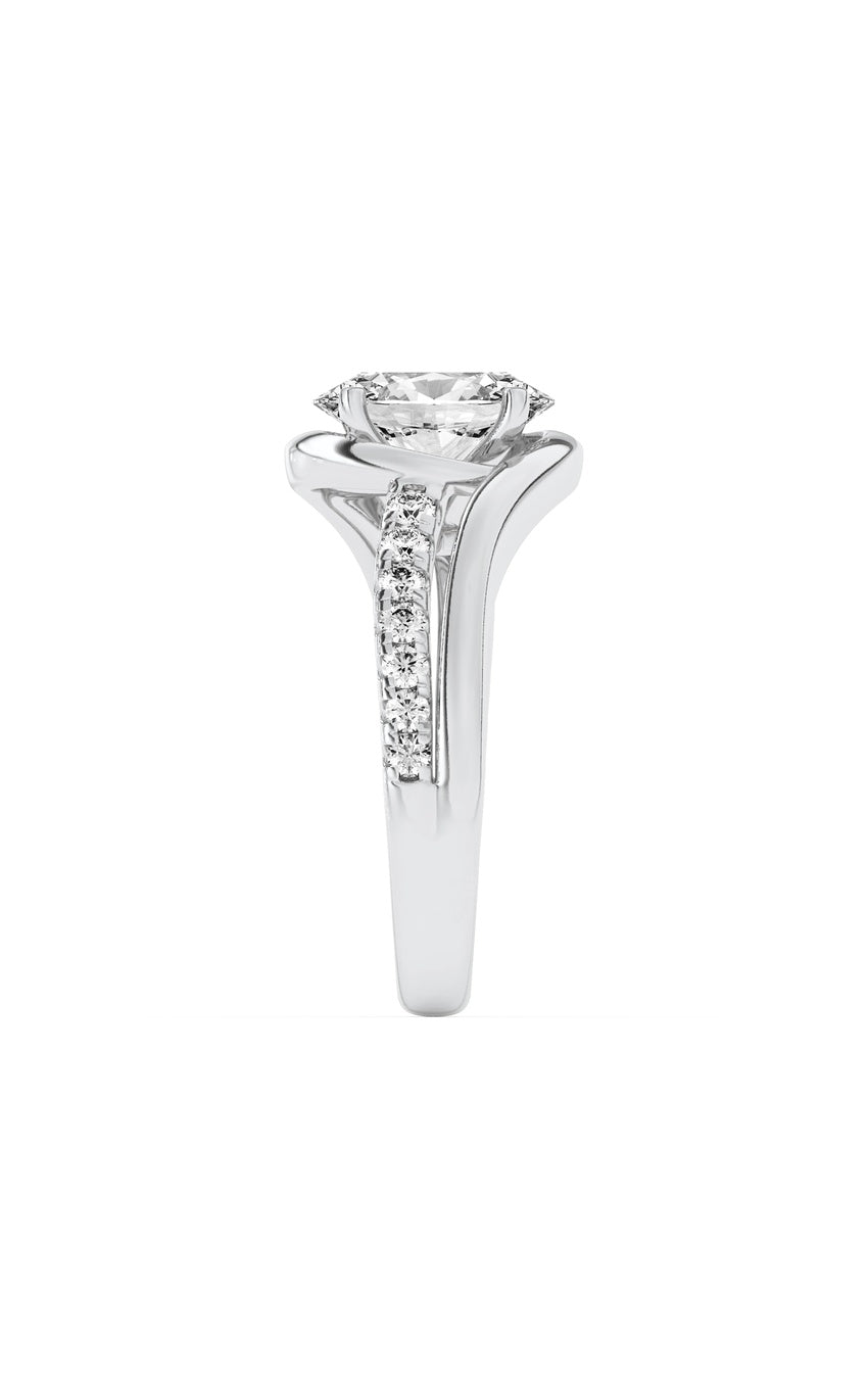 3.5Cttw Oval Shaped Lab Grown Diamond (F/VS) Swirl Shank Accented Engagement RING in 14K Gold