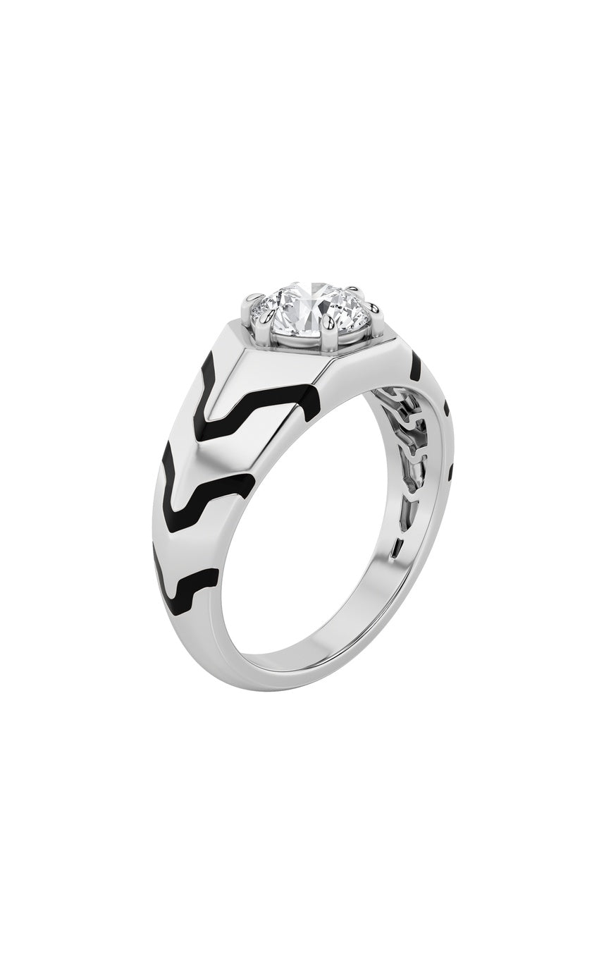 1.5Cttw Round Shaped Lab Grown Diamond (F/VS) Mens Ring in 14K White Gold