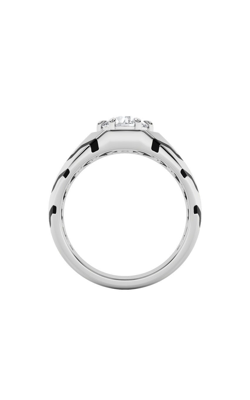 1.5Cttw Round Shaped Lab Grown Diamond (F/VS) Mens Ring in 14K White Gold