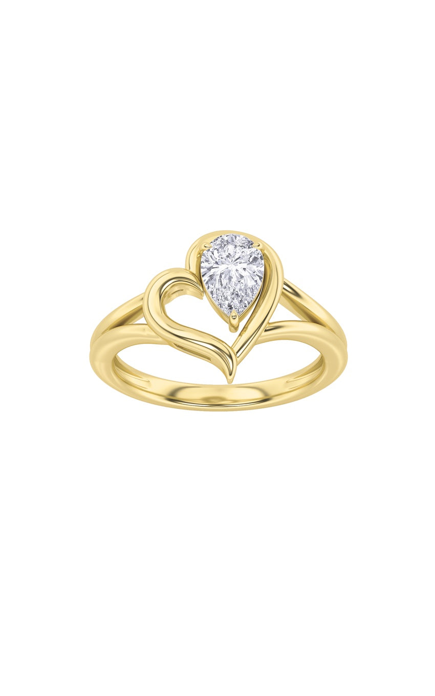 0.5Cttw Pear Shaped Lab Grown Diamond (F/VS) Heart Ring in 14K  White Gold
