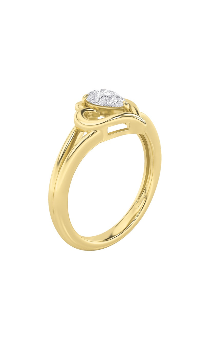 0.5Cttw Pear Shaped Lab Grown Diamond (F/VS) Heart Ring in 14K  White Gold