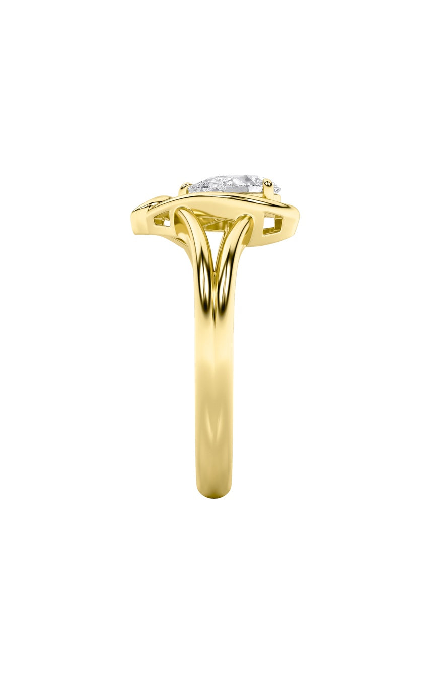 0.5Cttw Pear Shaped Lab Grown Diamond (F/VS) Heart Ring in 14K  White Gold