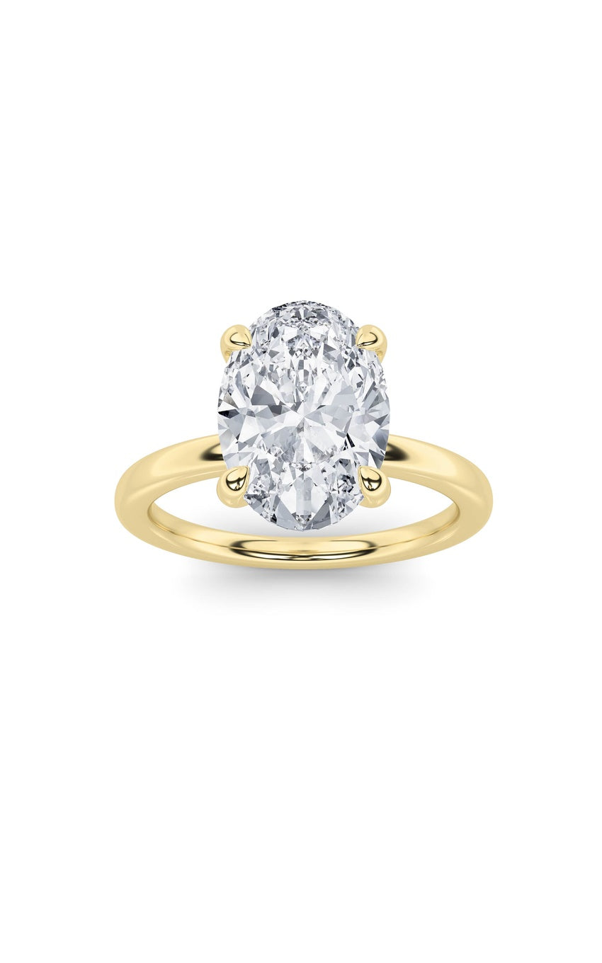 4Cttw Oval Shaped Lab Grown Diamond Classic Solitaire Ring in 14K Gold (F/VS)