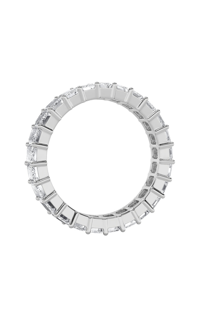 3Cttw Emerald Shaped Lab Grown Diamond Split Prong Eternity Ring in 14K Gold (F/VS)