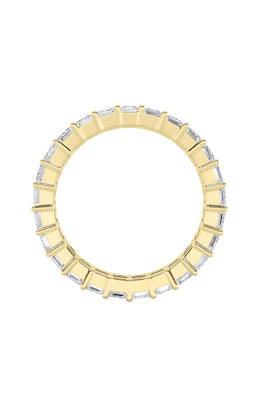 5Cttw Emerald Shaped Lab Grown Diamond Split Prong Eternity Ring in 14K Gold (F/VS)