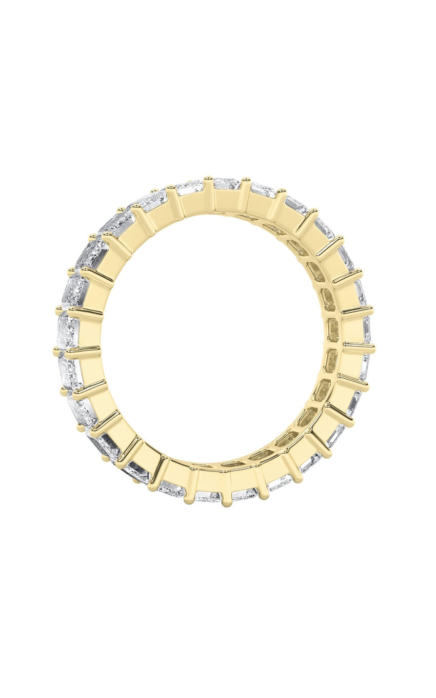 5Cttw Emerald Shaped Lab Grown Diamond Split Prong Eternity Ring in 14K Gold (F/VS)