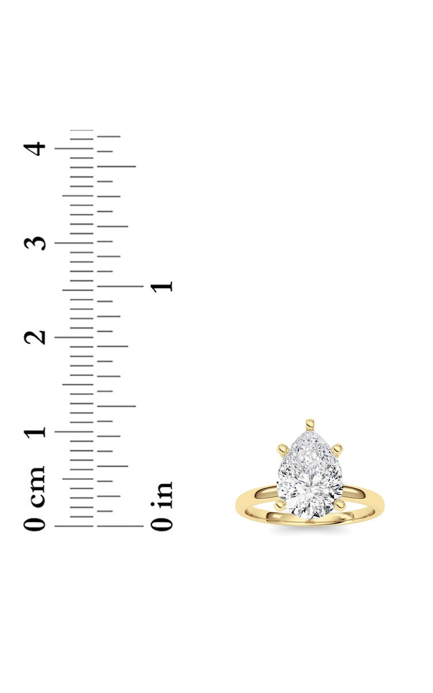 2Cttw Pear Shaped Lab Grown Diamond Classic Solitaire Ring in 14K Gold (F/VS)