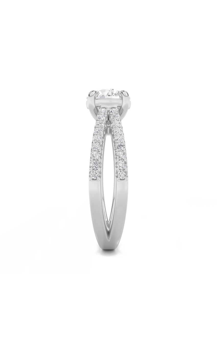 2Cttw Round Shaped Lab Grown Diamond (F/VS) Cross Shank Accented Engagement Ring in 14K Gold