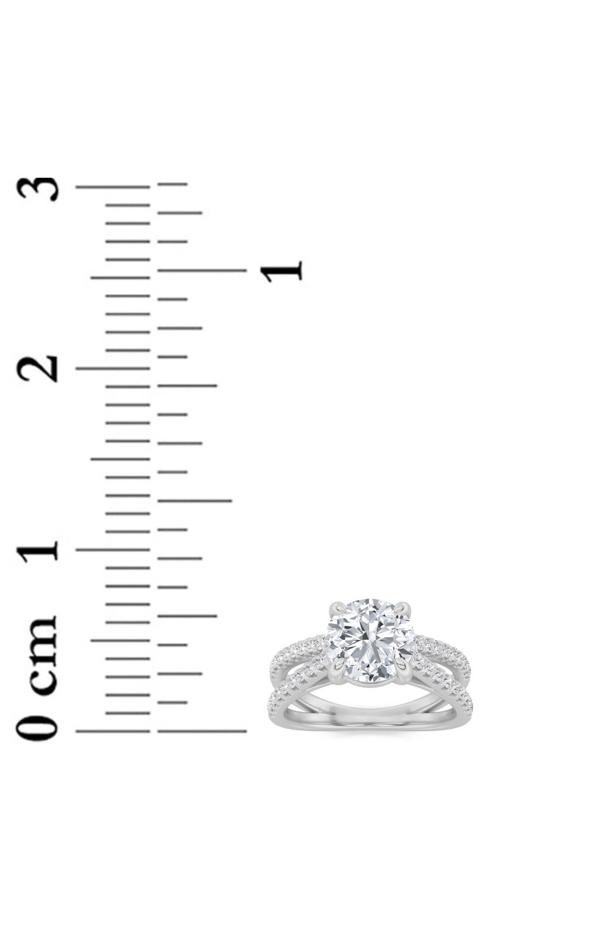 2Cttw Round Shaped Lab Grown Diamond (F/VS) Cross Shank Accented Engagement Ring in 14K Gold