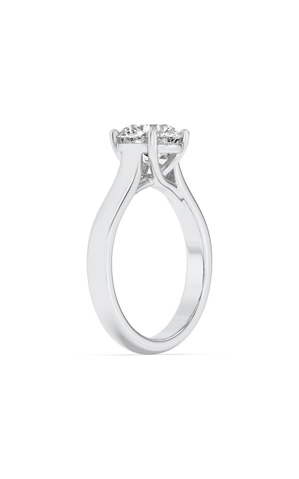 1.5Cttw Round Shaped Lab Grown Diamond (F/VS) Plain Cathedral Trellis Shank Solitaire Engagement Ring in 14K Gold