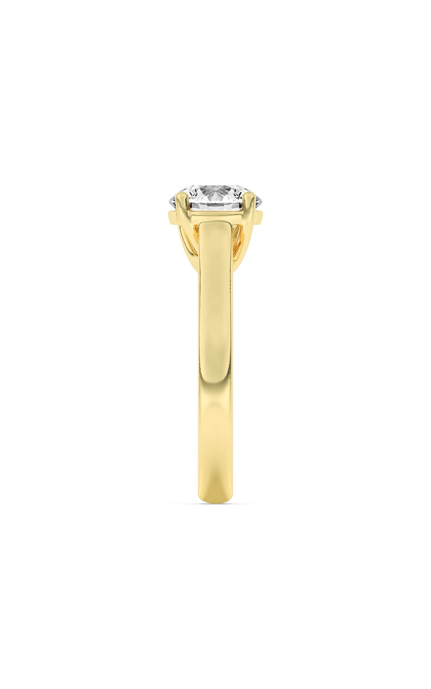 2Cttw Round Shaped Lab Grown Diamond (F/VS) Plain Cathedral Trellis Shank Solitaire Engagement Ring in 14K Gold