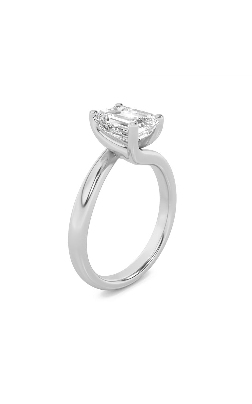 2Cttw Emerald Shaped Lab Grown Diamond (F/VS) Bypass Shank Engagement Ring in 14K Gold