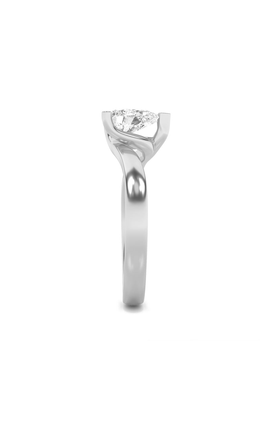 1Cttw Pear Shaped Lab Grown Diamond (F/VS) BypassShank Engagement Ring in 14K Gold