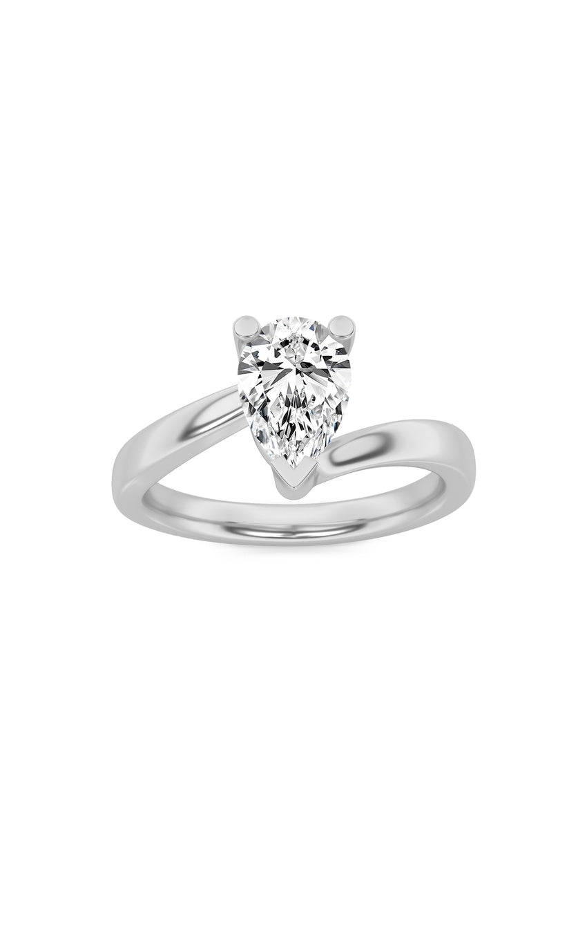 2Cttw Pear Shaped Lab Grown Diamond (F/VS) Bypass Shank Engagement Ring in 14K Gold