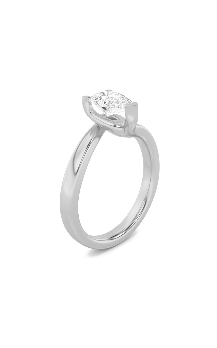 2Cttw Pear Shaped Lab Grown Diamond (F/VS) Bypass Shank Engagement Ring in 14K Gold