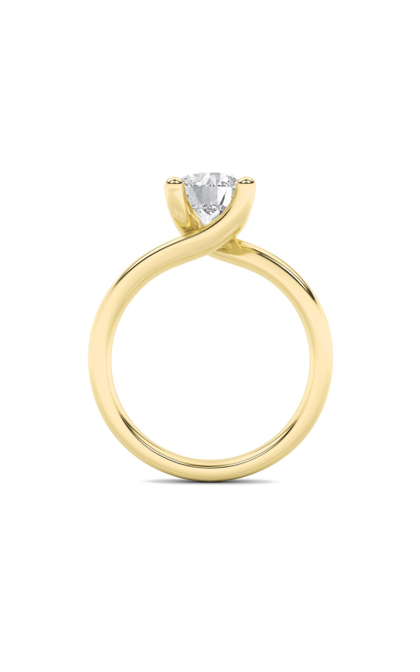 2Cttw Round Shaped Lab Grown Diamond (F/VS) Bypass Shank Engagement Ring in 14K Gold