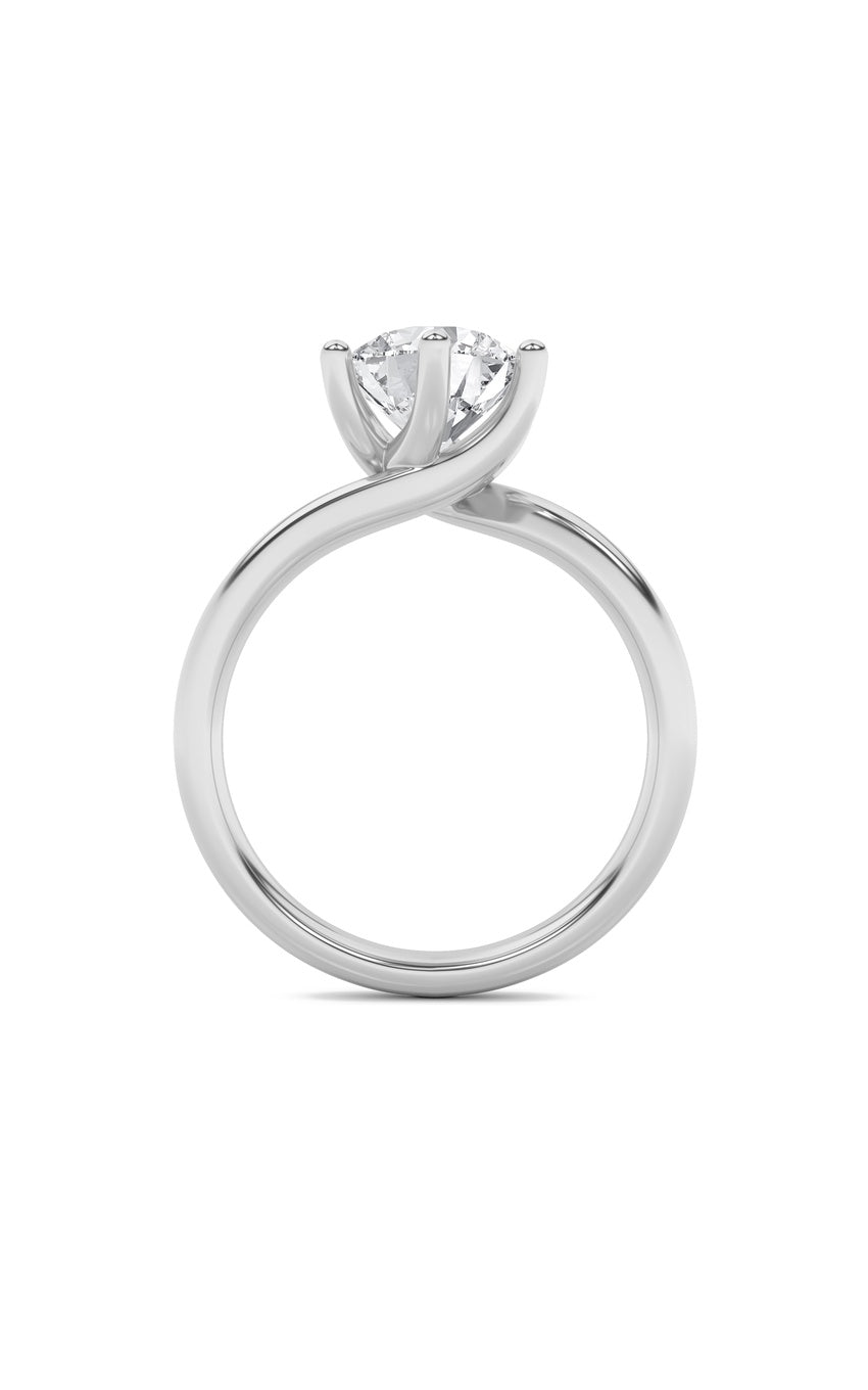 2Cttw Round Shaped Lab Grown Diamond (F/VS) Bypass Shank Engagement Ring in 14K Gold