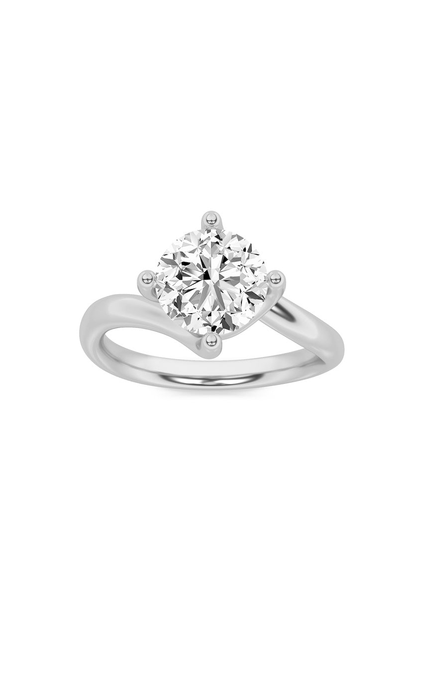 2Cttw Round Shaped Lab Grown Diamond (F/VS) Bypass Shank Engagement Ring in 14K Gold