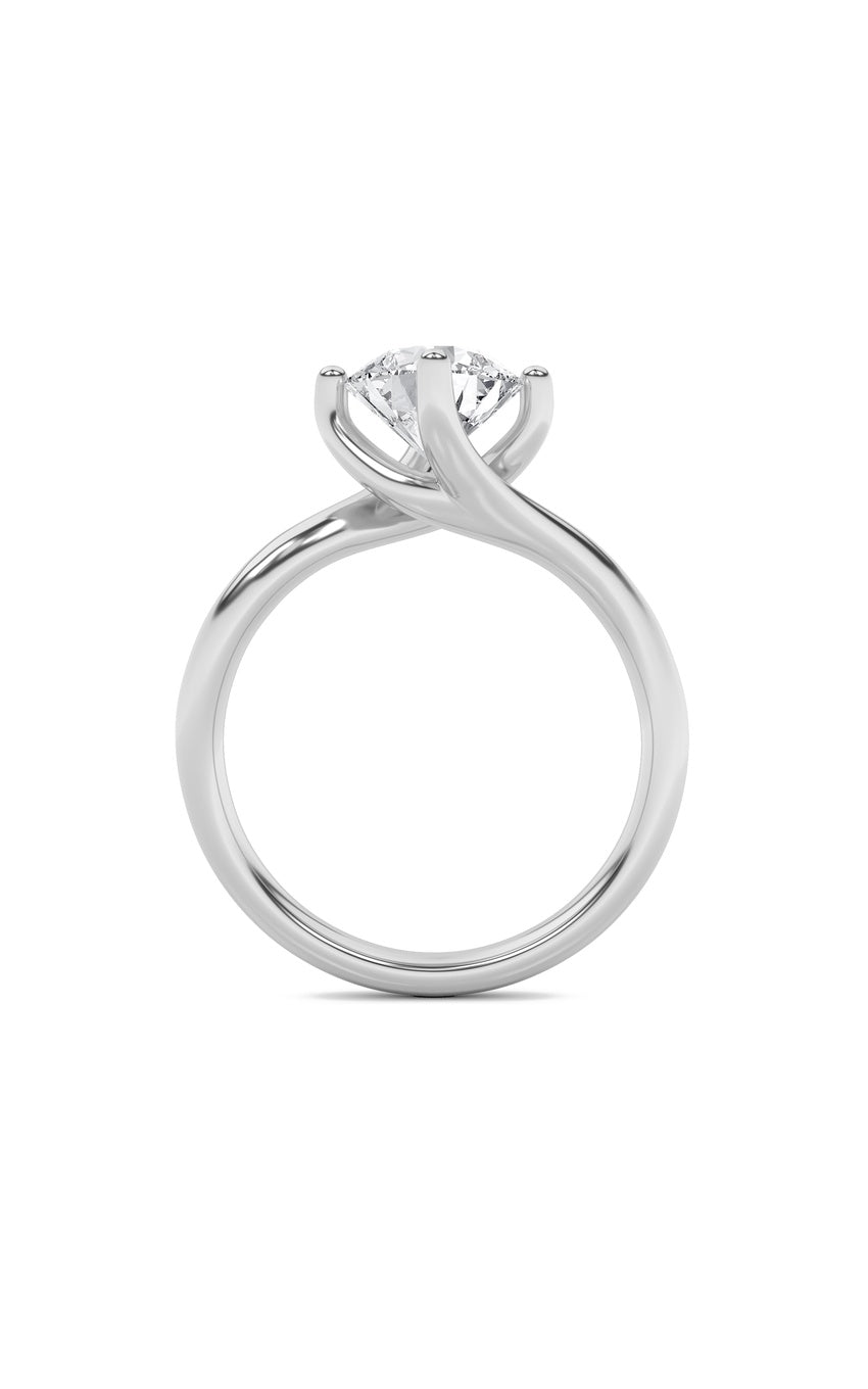 2Cttw Round Shaped Lab Grown Diamond (F/VS) Bypass Shank Engagement Ring in 14K Gold