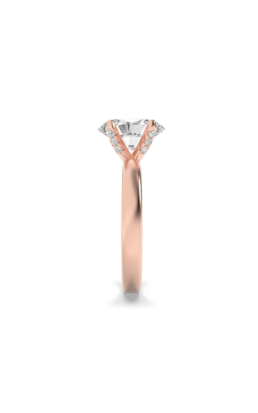 2Cttw Oval Shaped Lab Grown Diamond (F/VS) Hidden Halo Petite Shank Ring in 14K Gold