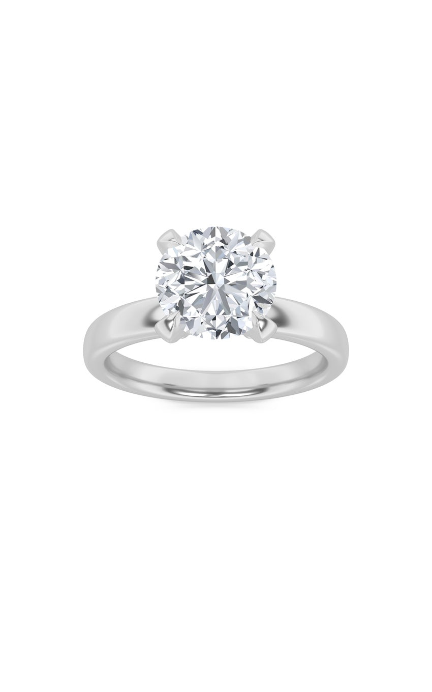 2Cttw Round Shaped Lab Grown Diamond (F/VS) Hidden Halo Petite Shank Ring in 14K Gold
