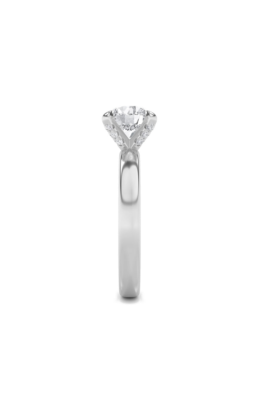 2Cttw Round Shaped Lab Grown Diamond (F/VS) Hidden Halo Petite Shank Ring in 14K Gold