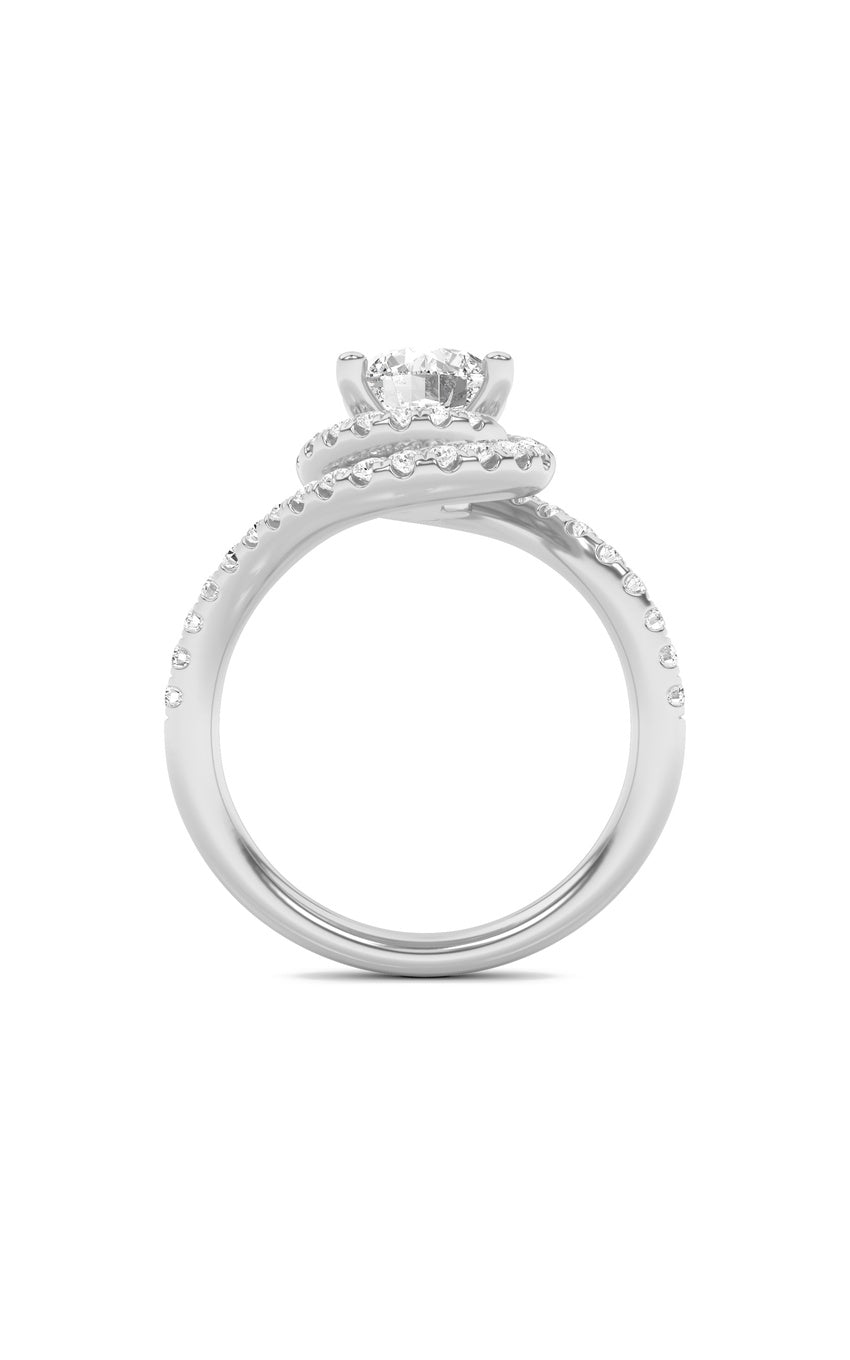 2Cttw Round Shaped Lab Grown Diamond (F/VS) Swirl Accented Engagement Ring in 14K Gold