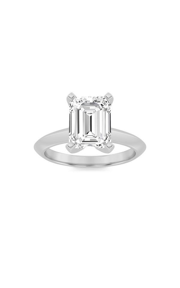 1Cttw Emerald Shaped Lab Grown Diamond (F/VS) Knife Edge Shank Solitaire Engagement Ring in 14K Gold