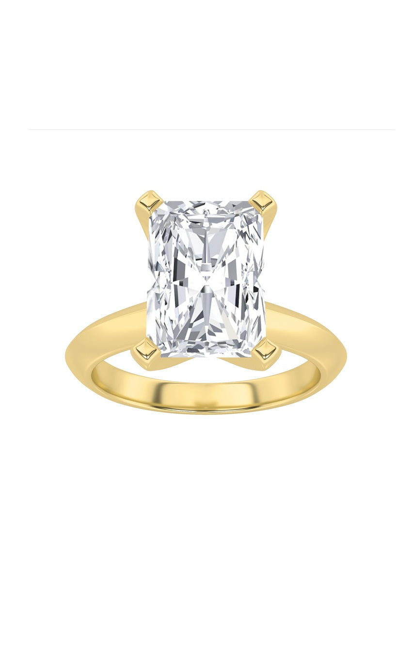 2Cttw Radiant Shaped Lab Grown Diamond (F/VS) Knife Edge Shank Solitaire Engagement Ring in 14K Gold
