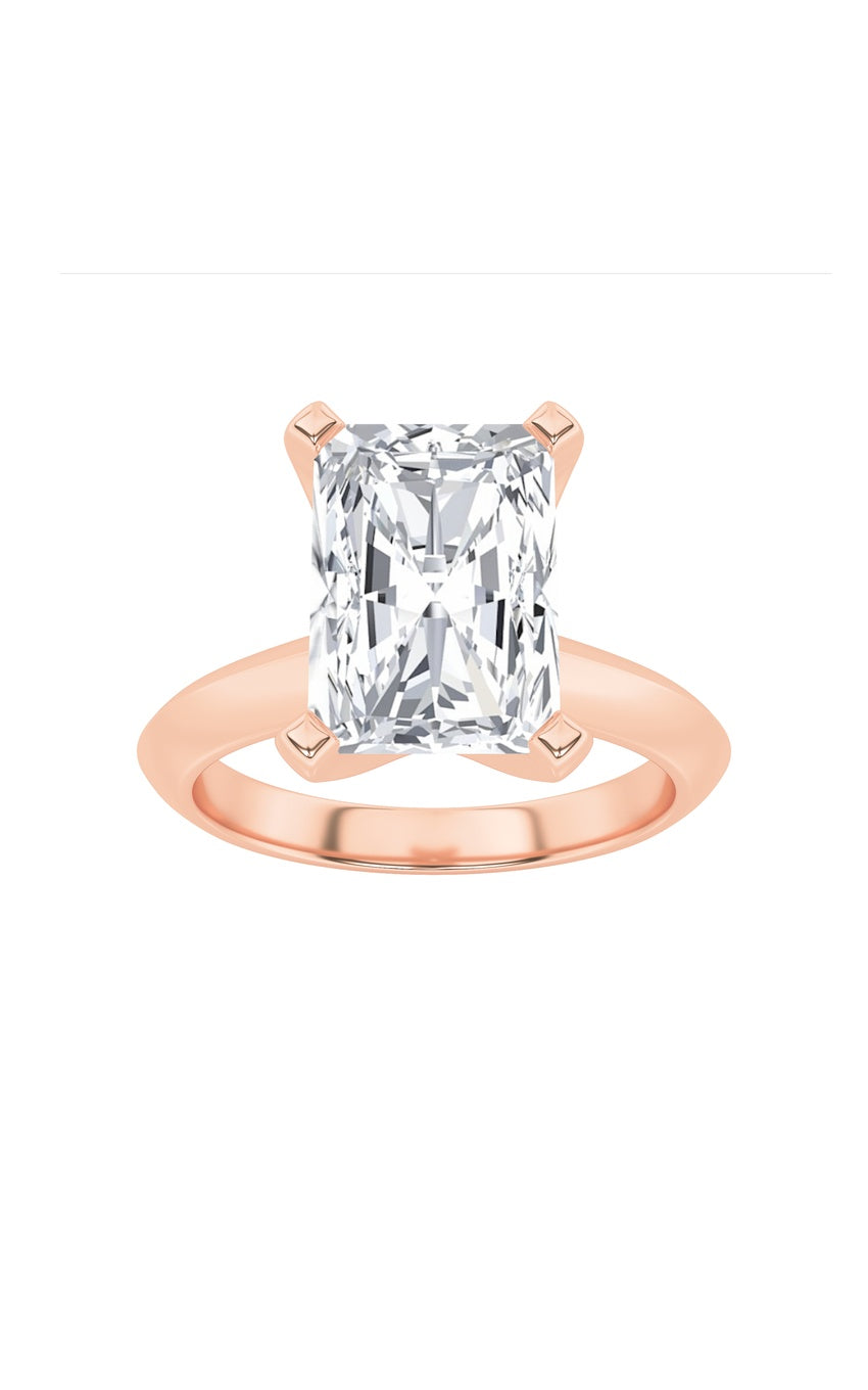 2Cttw Radiant Shaped Lab Grown Diamond (F/VS) Knife Edge Shank Solitaire Engagement Ring in 14K Gold