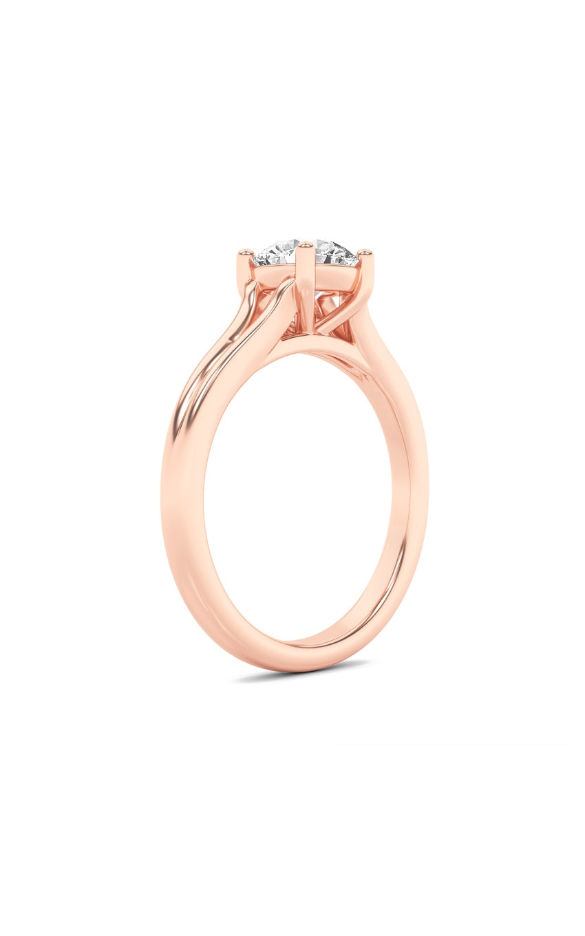 1Cttw Round Shaped Lab Grown Diamond (F/VS) Split Shank Solitaire Engagement Ring in 14K Gold