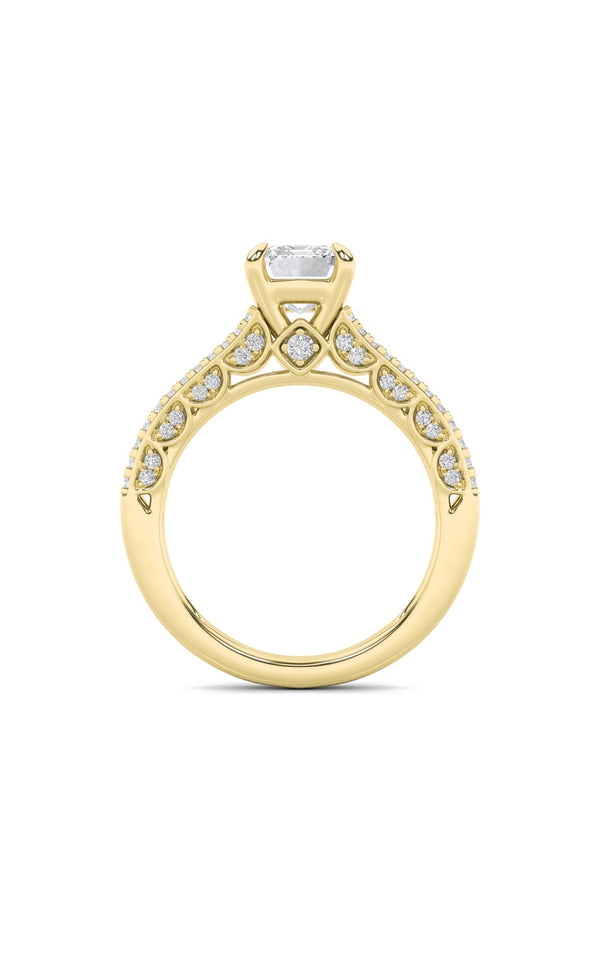 2Cttw Radiant Shaped Lab Grown Diamond (F/VS) Split Shank Accented Engagement Ring in 14K Gold