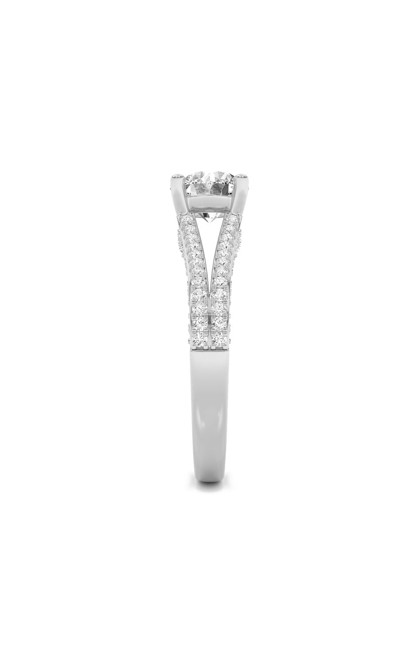 2Cttw Round Shaped Lab Grown Diamond (F/VS) SplitShank Accented Engagement Ring in 14K Gold