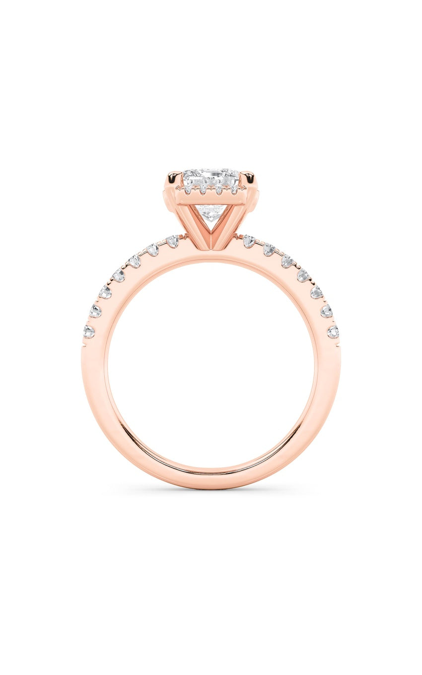 2Cttw Radiant Shaped Lab Grown Diamond (F/VS) Halo Accented Engagement Ring in 14K Gold
