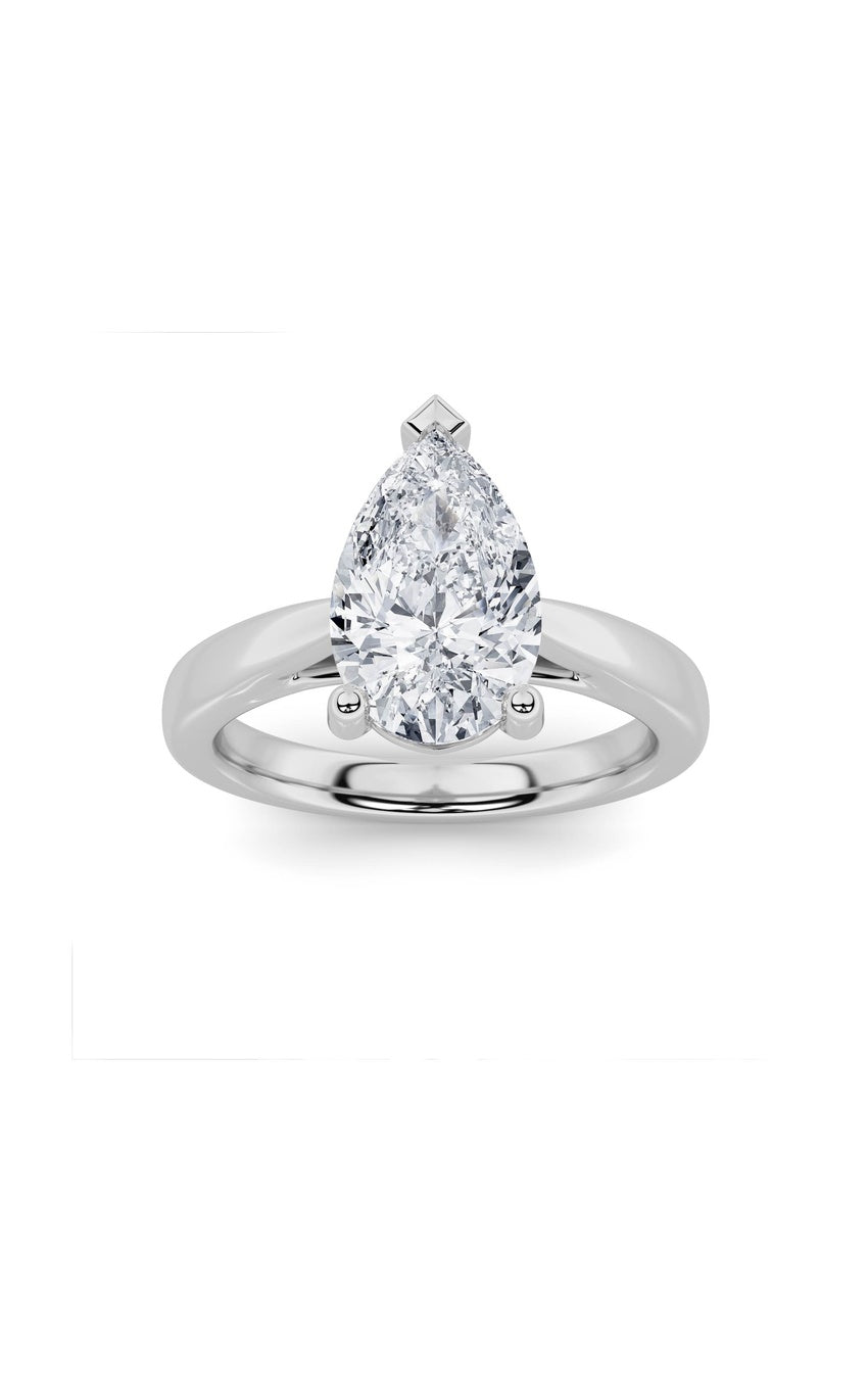 2Cttw Pear Shaped Lab Grown Diamond (F/VS) Classic Shank Solitaire Engagement Ring in 14K Gold