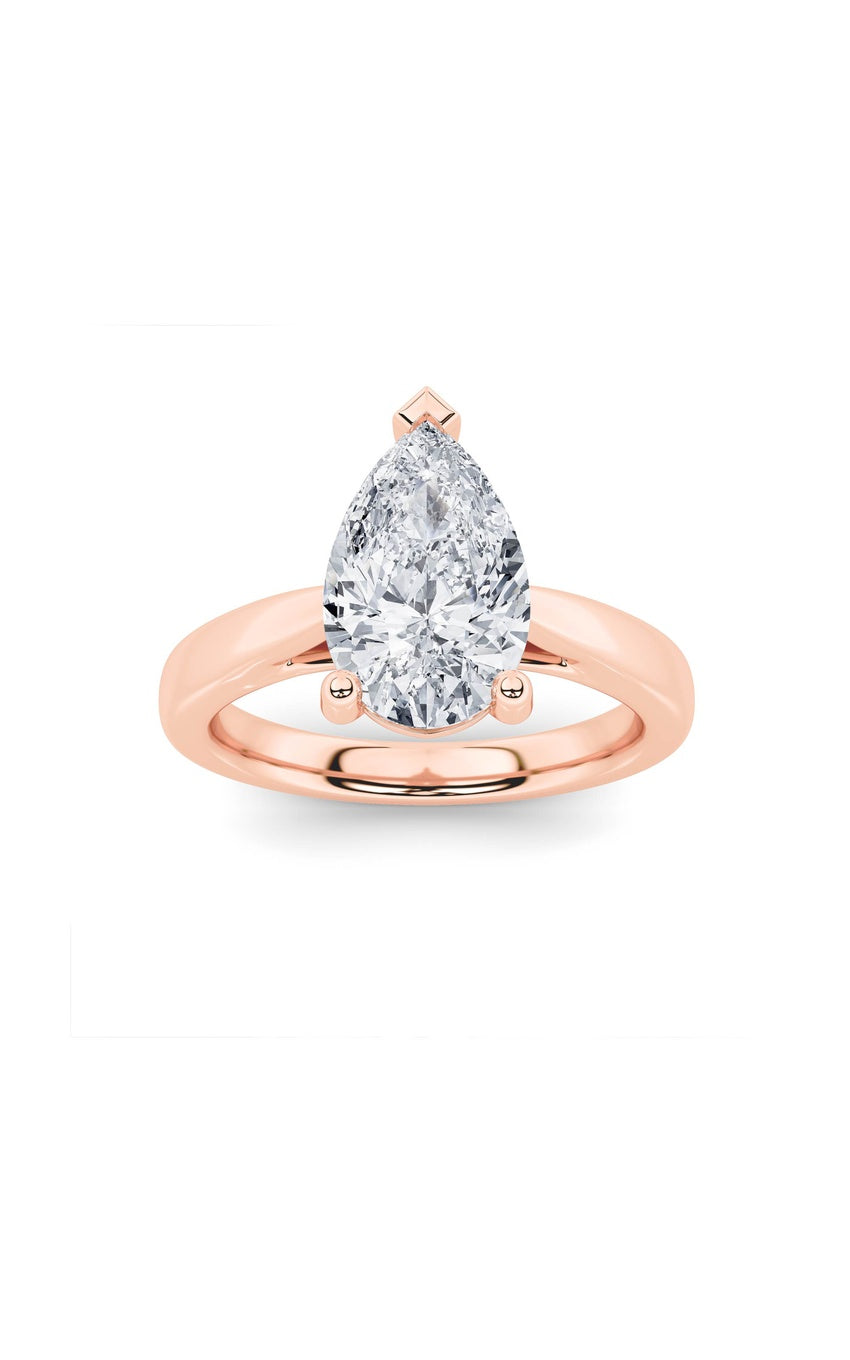 2Cttw Pear Shaped Lab Grown Diamond (F/VS) Classic Shank Solitaire Engagement Ring in 14K Gold