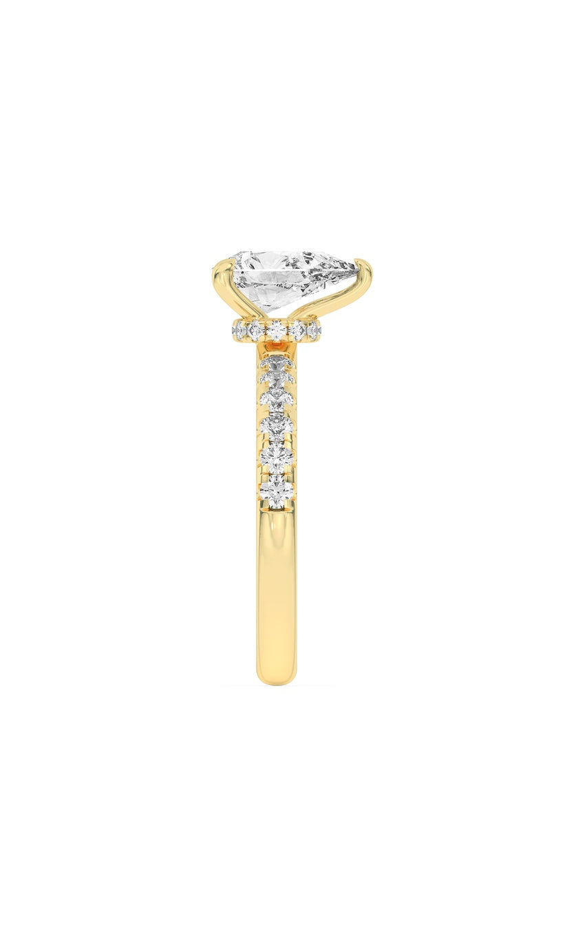 2Cttw Pear Shaped Lab Grown Diamond (F/VS) Hidden Halo Accented Ring in 14K Gold