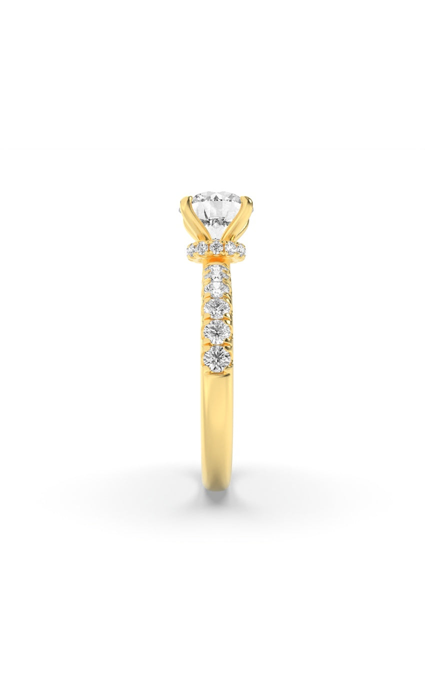 2Cttw Round Shaped Lab Grown Diamond (F/VS) Hidden Halo Accented Ring in 14K Gold