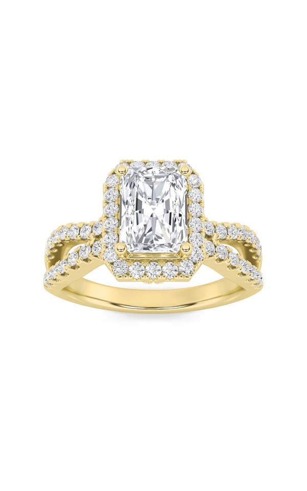 2Cttw Radiant Shaped Lab Grown Diamond (F/VS)  Ring in 14K Gold