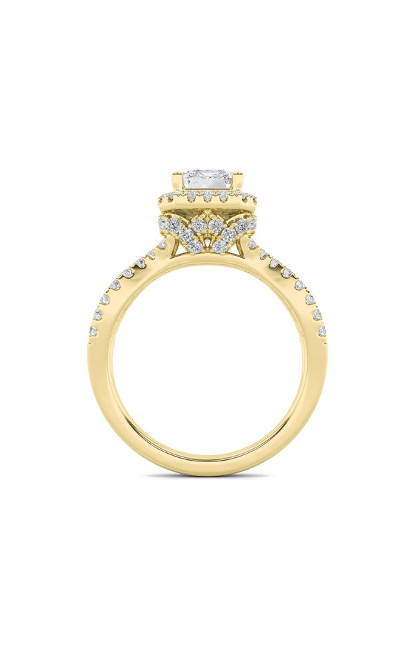 2Cttw Radiant Shaped Lab Grown Diamond (F/VS)  Ring in 14K Gold