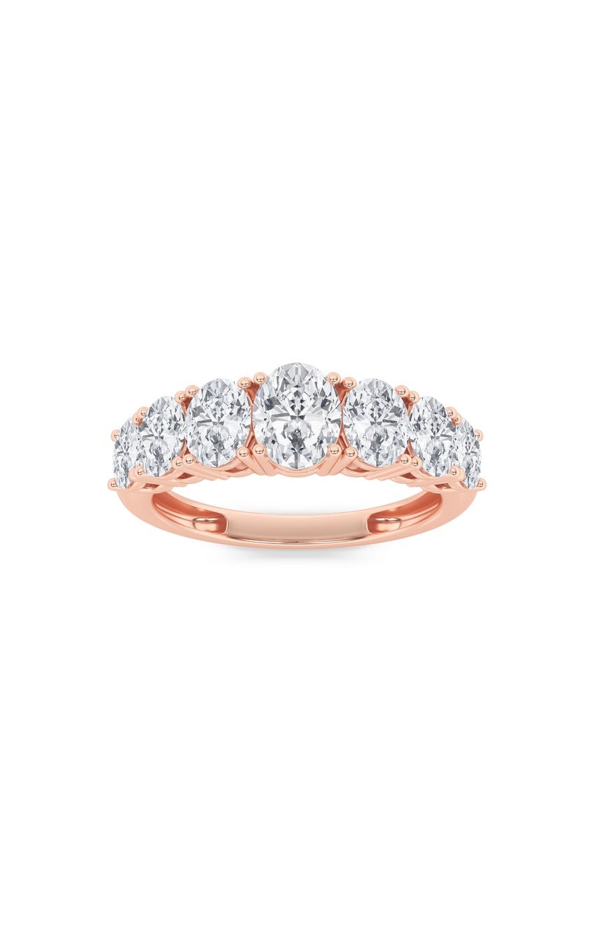 2Cttw Oval Shaped Lab Grown Diamond (F/VS) Seven Stone Band Ring in 14K Gold